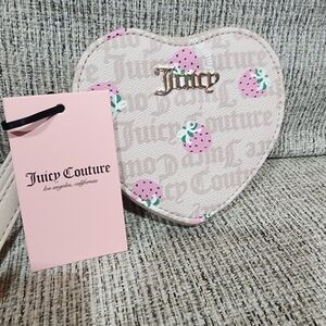 Juicy Couture Sandsttone/ Cherry Blossom Berry Sweet Pink  Heart Coin Purse New
